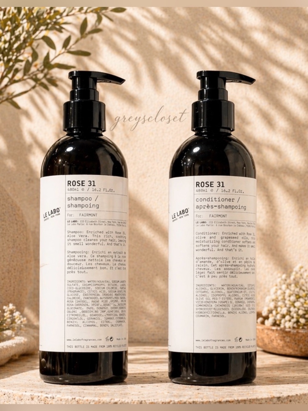 Le LABO ROSE 31 SHAMPOO & CONDITIONER SET – 16.2 oz / 480 ml